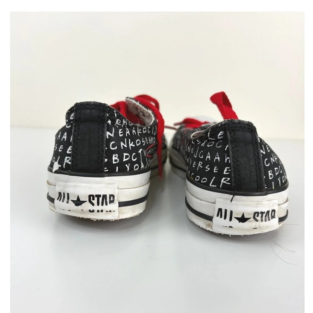 Converse All Star Alphabet Print Low Top Sneakers Red Black Women's 7